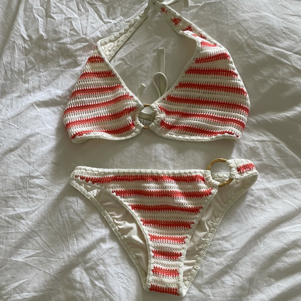 NWOT Aerie Crochet Bikini- Top L Bottoms S